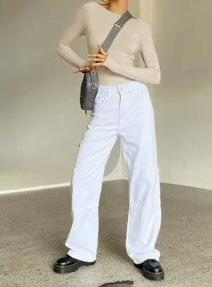 Easy Fashion Always Fits Well Saffie Wide Leg Jeans White Denim