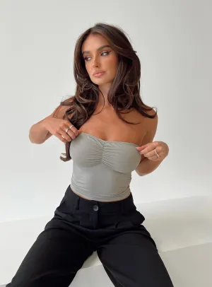Stretch Fit Devra Strapless Top Grey
