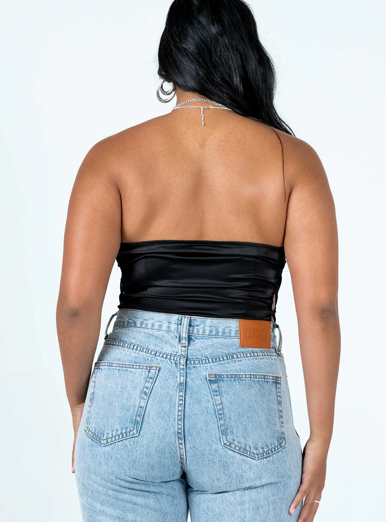 Benko Strapless Bodysuit Black Retro Fancy