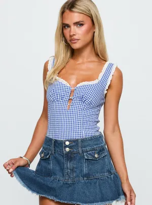 City Of Dreams Bodysuit Blue Gingham Essential Teen