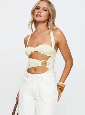Emeraylde Halter Bodysuit Baby Yellow Luxury Music Essential Dinner