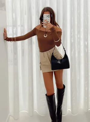 Smart Vintage Cozy Dancer Randee Long Sleeve Bodysuit Brown