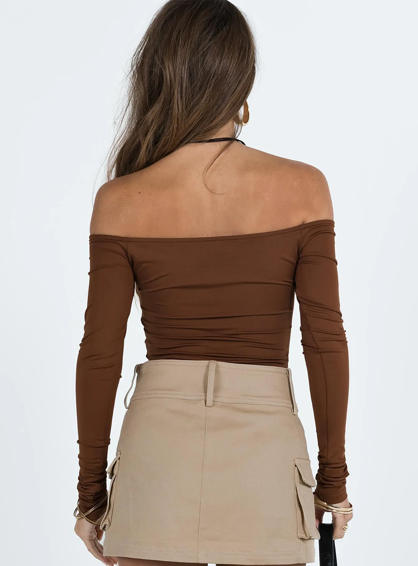 Loose Guest Randee Long Sleeve Bodysuit Brown