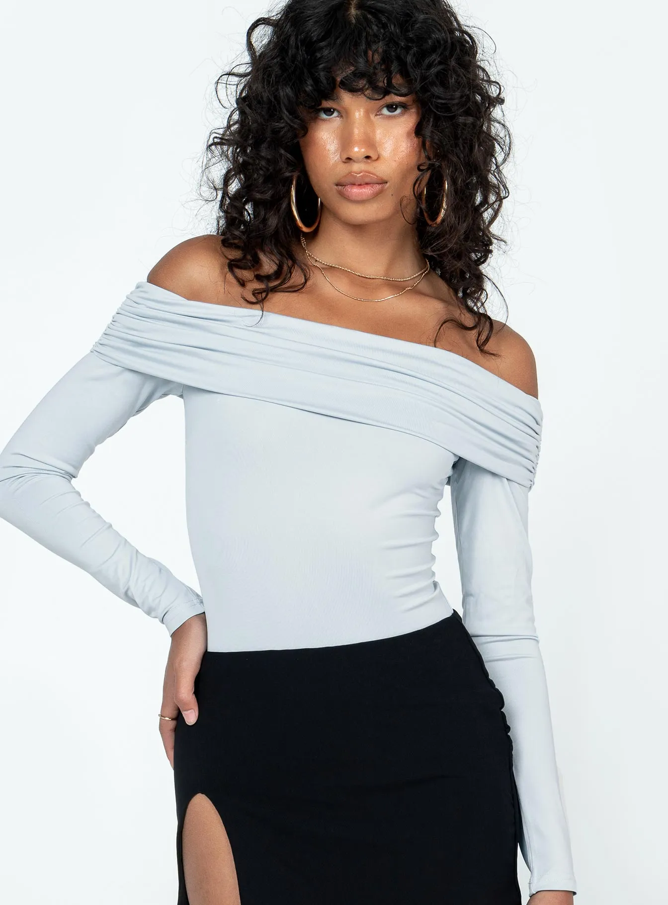 Versatile Cool Dance Athlete Stocklin Off Shoulder Bodysuit Blue