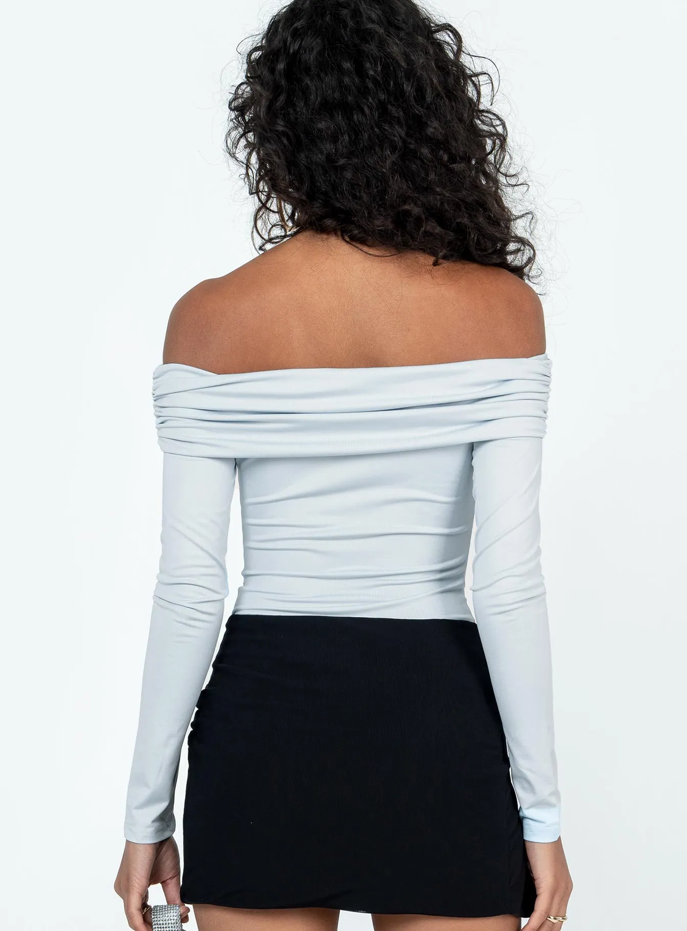 Stocklin Off Shoulder Bodysuit Blue Vivid Youth Durable Weekend
