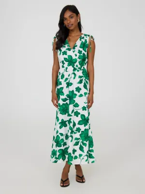 Gallery Tour Ocean Breeze Floral Sleeveless Crossover Midi Dress
