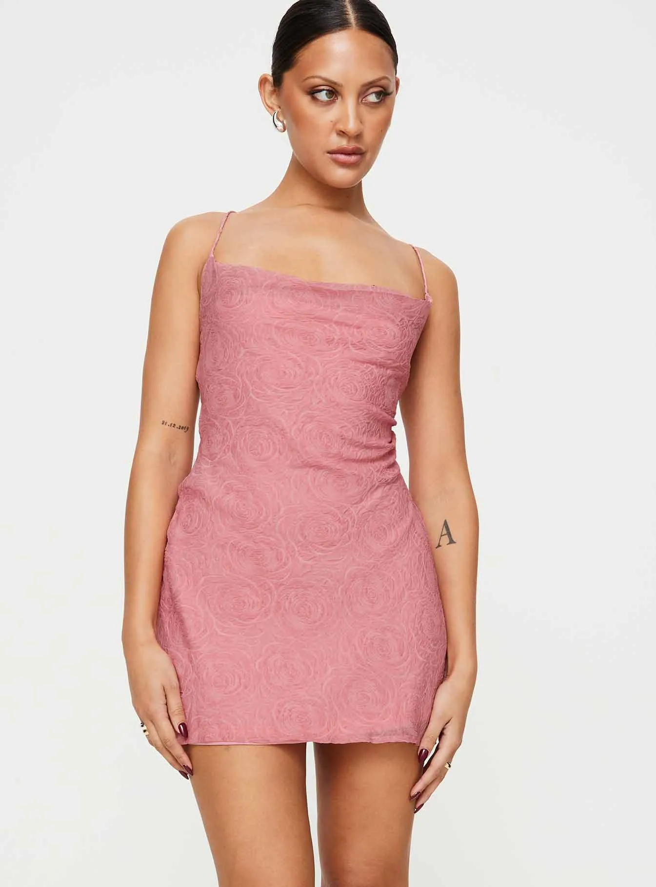 Celena Mini Dress Dusty Pink / Floral Chic Silhouette Youthful Fashion