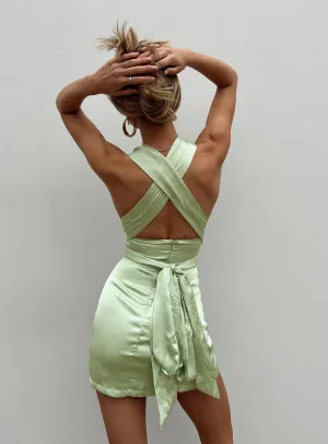 Club Star Elastic cuffs Katina Mini Dress Green