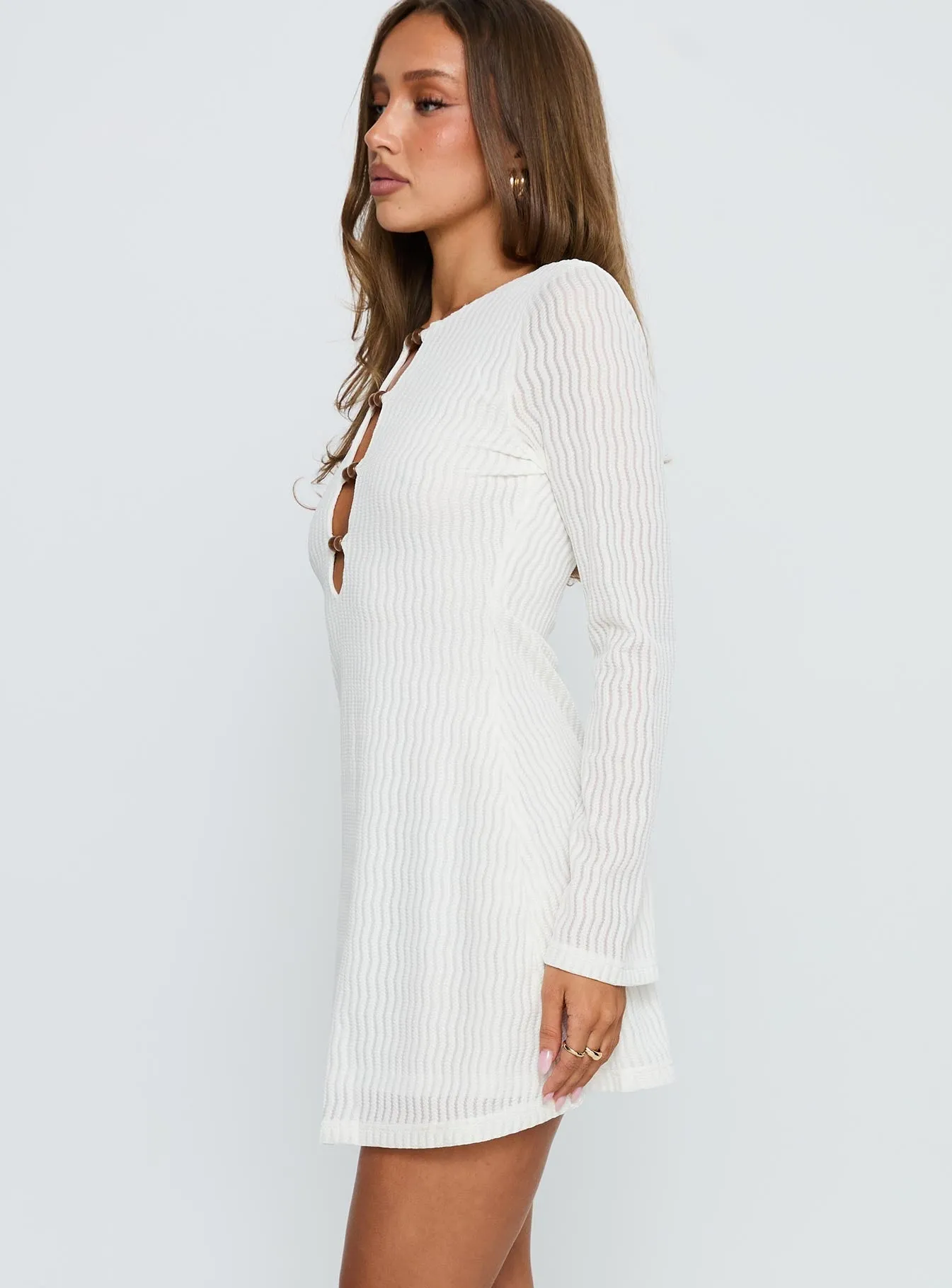 Urban Rush Calibre Long Sleeve Mini Dress Cream