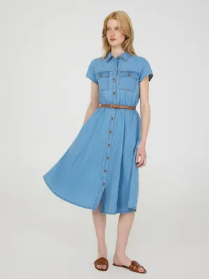 Denim Midi Shirt Dress Sophisticated Wardrobe spring fresh