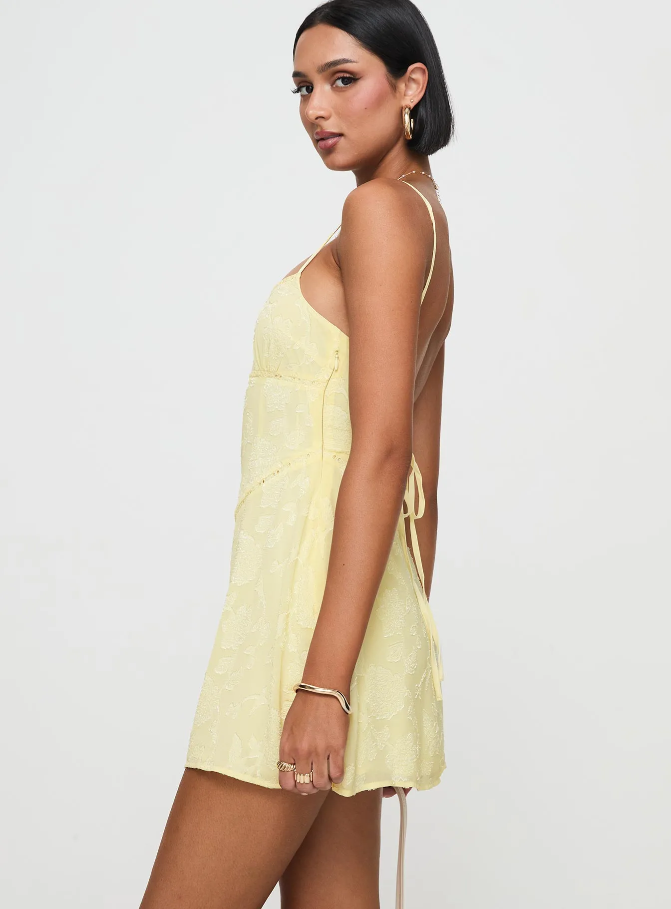 Bright Pop South Of France Mini Dress Yellow Petite