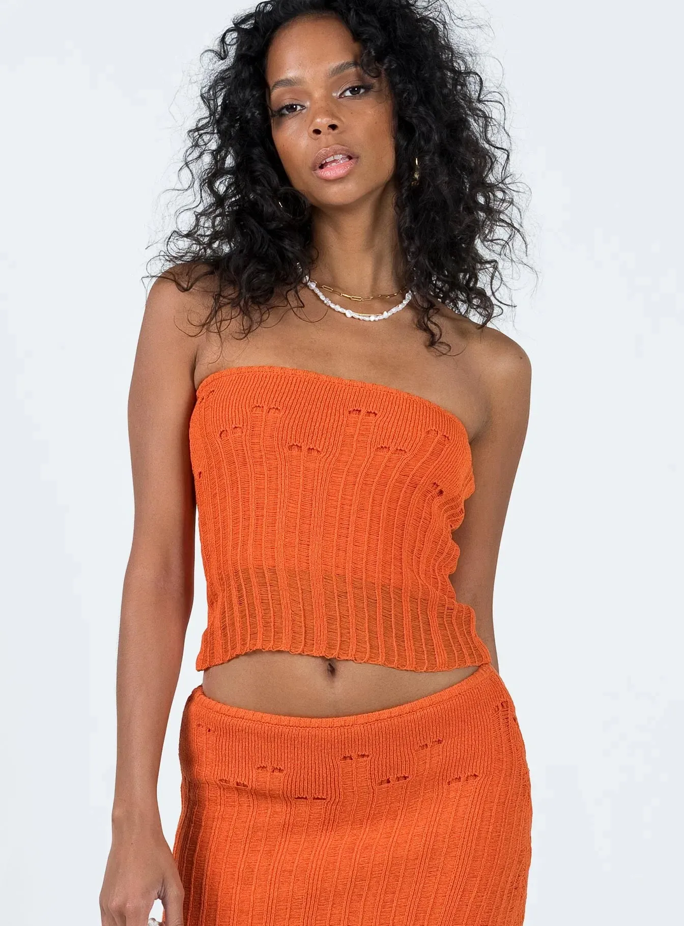 Hendon Tube Top Orange Multi Directional Zipper Placement