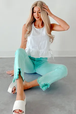 mining Stackable A Cup Of Quiet Sleeveless Ruffle Tie Top (White)