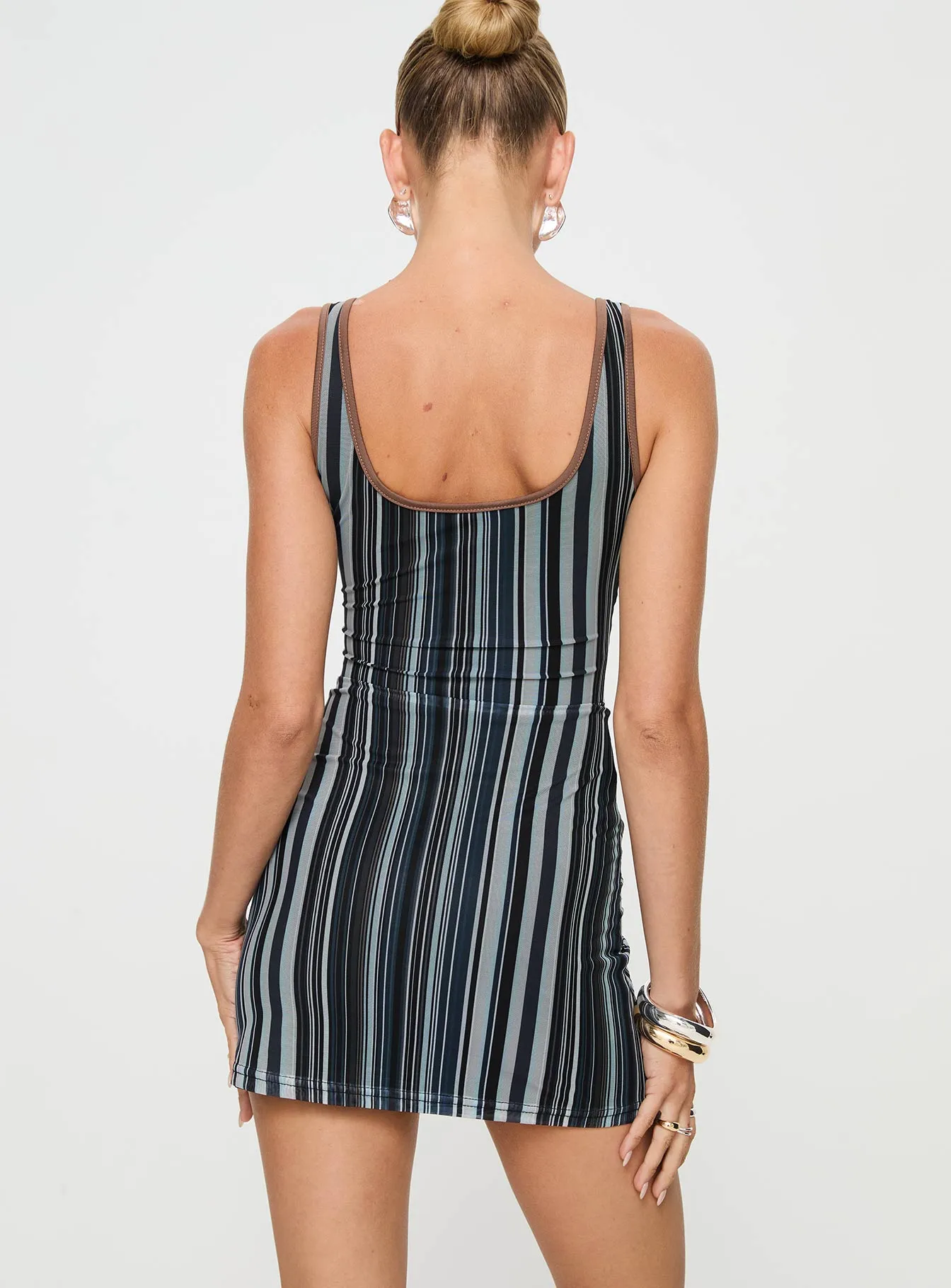 Cheer Me On Mini Dress Black Stripe Bamboo Fiber Blend