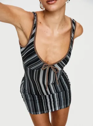 Cheer Me On Mini Dress Black Stripe Ready Now Bold Glow