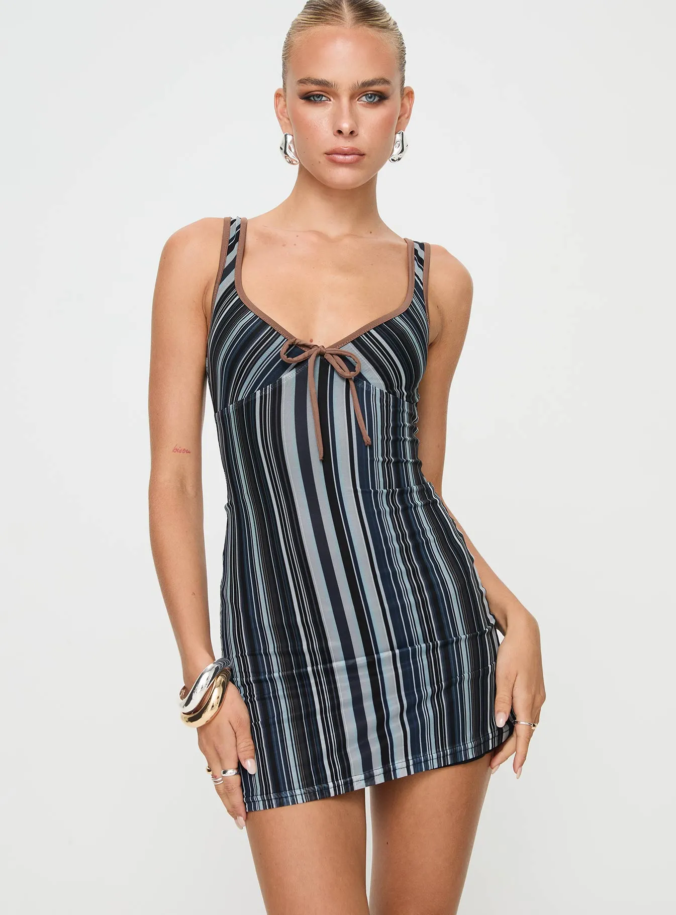 Trend Pop Cheer Me On Mini Dress Black Stripe
