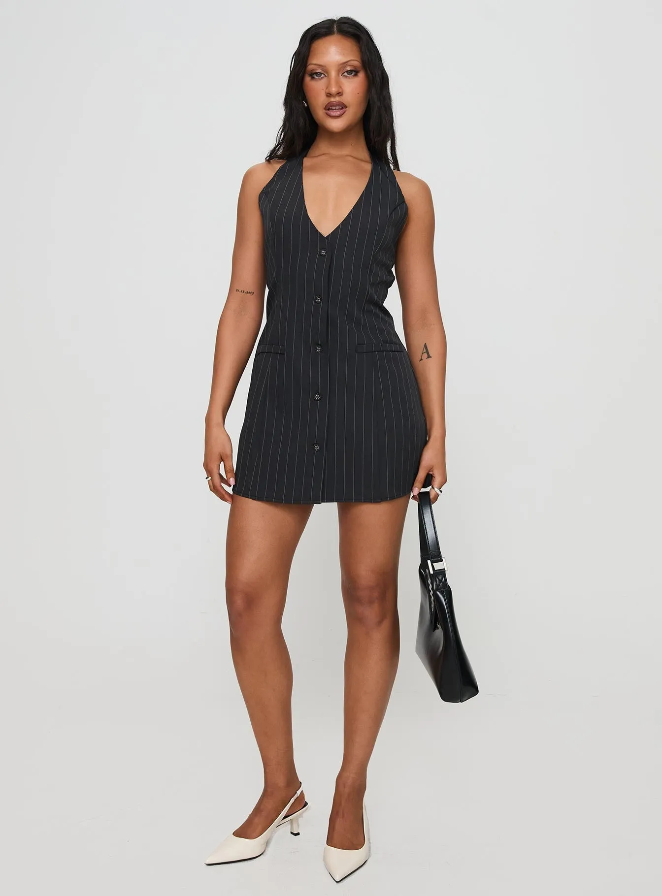 Party Glow Fenny Mini Dress Pinstripe