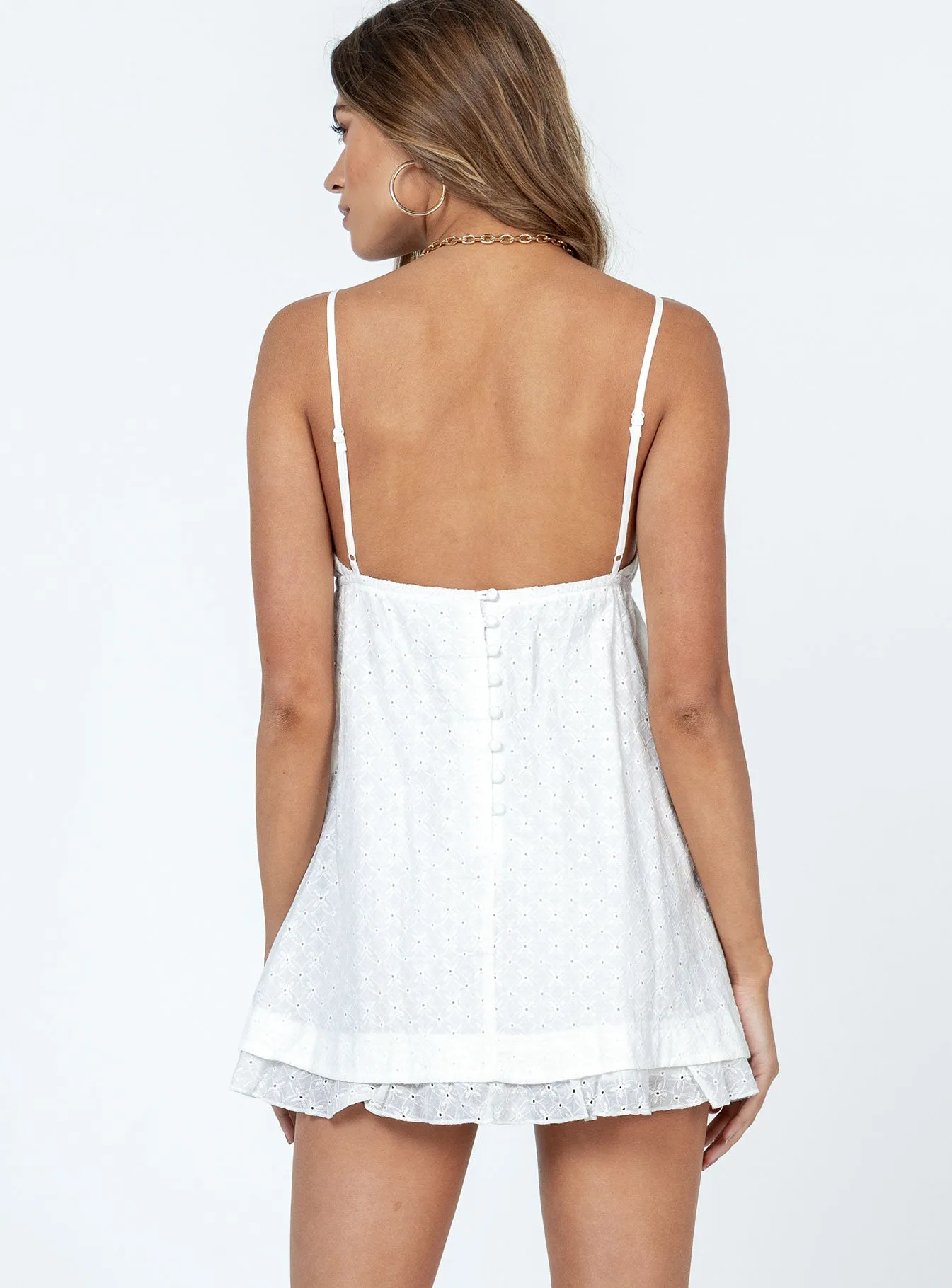 Glow Warm Empress of Love Mini Dress White Embroidery