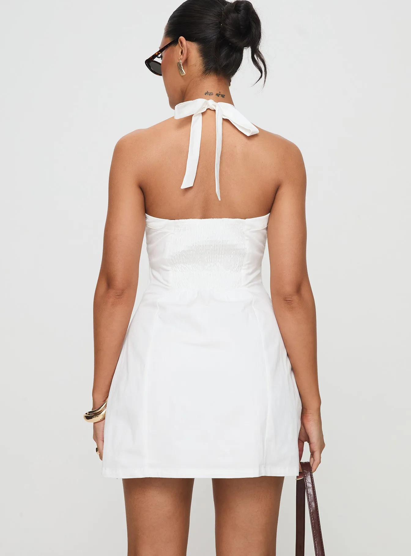 Mallorie Halter Mini Dress White Stylish Appeal Birthday Bash