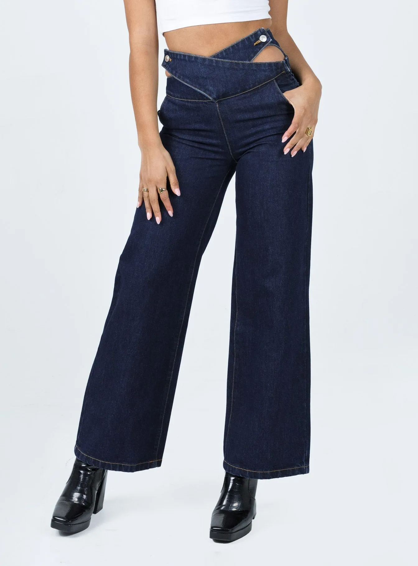 Fashion Piece Chaser V Waist Jeans Indigo