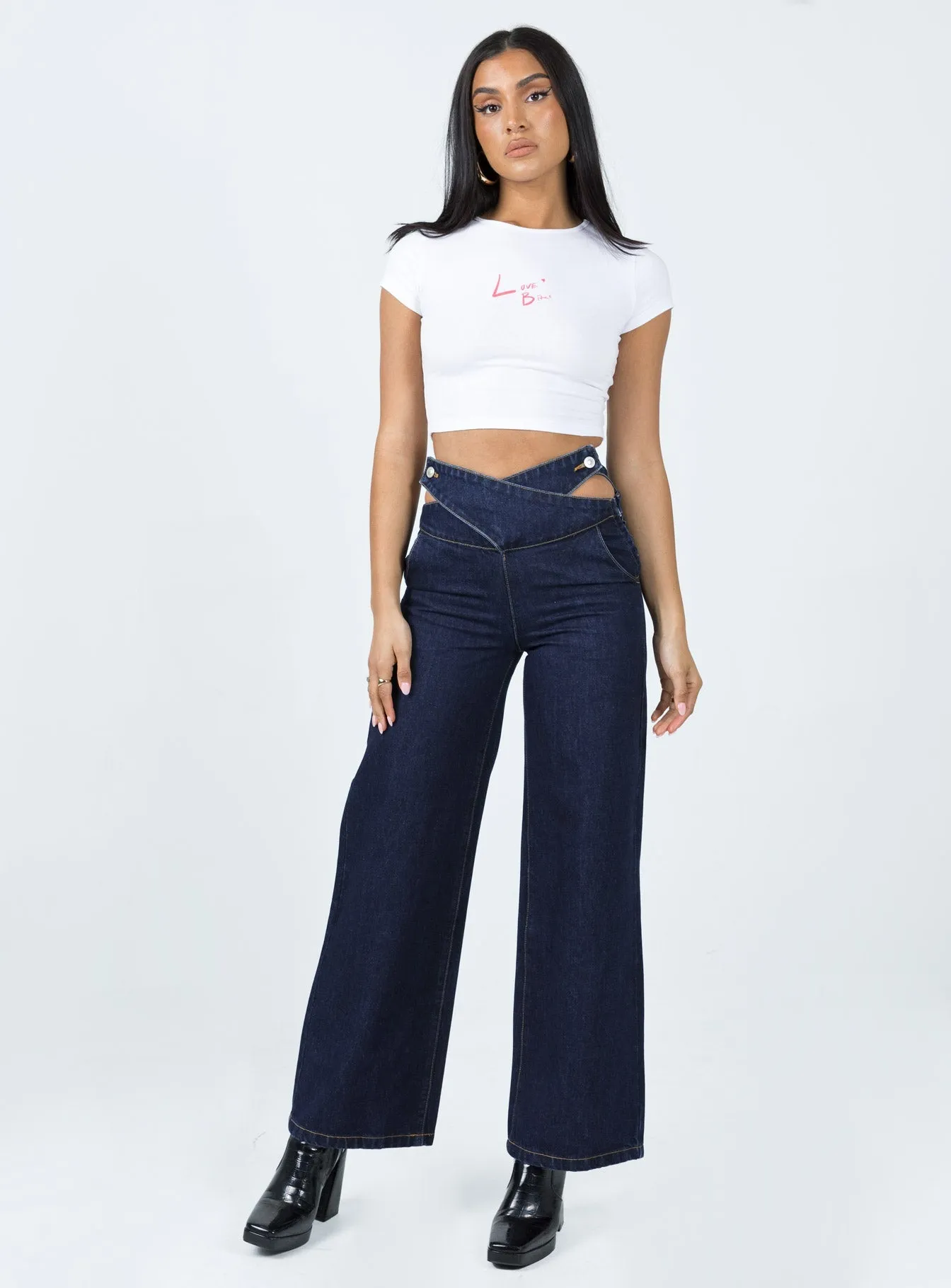 Chaser V Waist Jeans Indigo Casual Luxury Winter Warmth