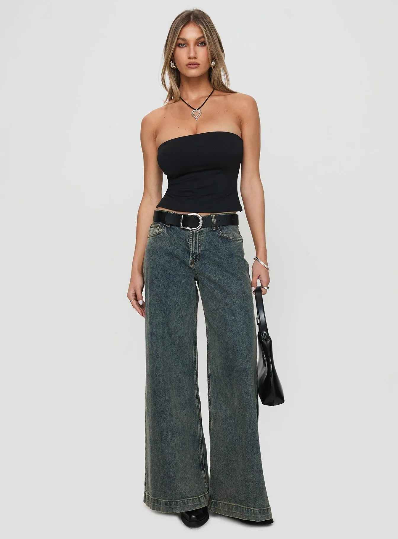 YarnDyeStripe Roll Up Sleeve Design Aurorah Strapless Top Black
