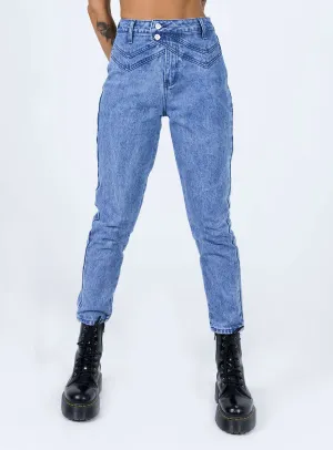 Crisp Look Stretch Fabric Vernazza Yolk Detail Denim Jeans