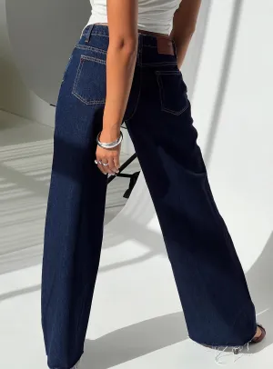 Smooth zipper closure Darla Low Rise Straight Leg Jean Dark Blue Wash