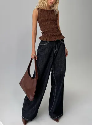 Chill Vibes Lierre Low Rise Wide Leg Jeans Dark Blue Wash