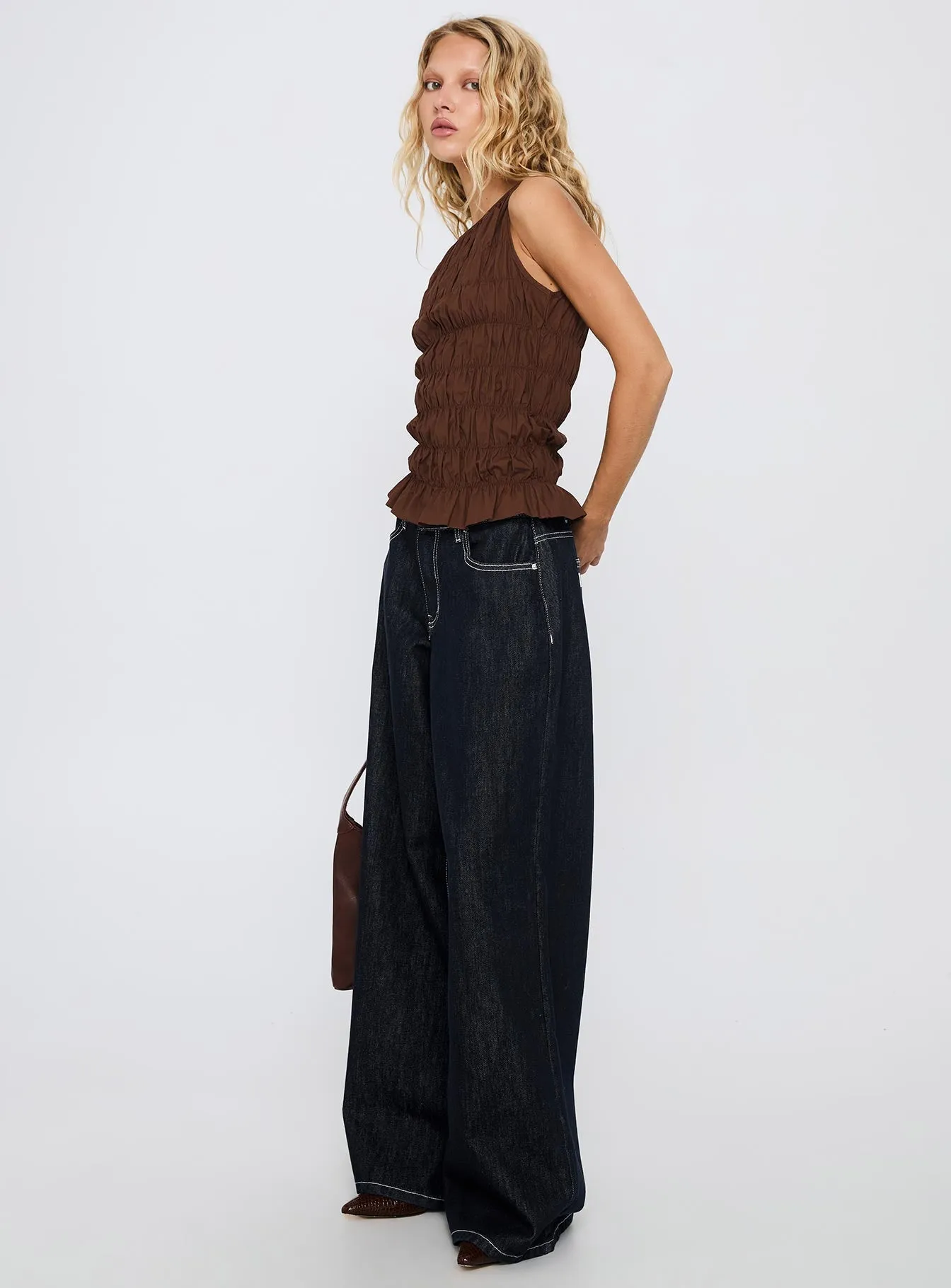 Odor Control Tech Lierre Low Rise Wide Leg Jeans Dark Blue Wash