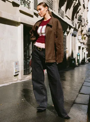 Fashion Essential Top Model Low Rise Straight Leg Jeans Charcoal