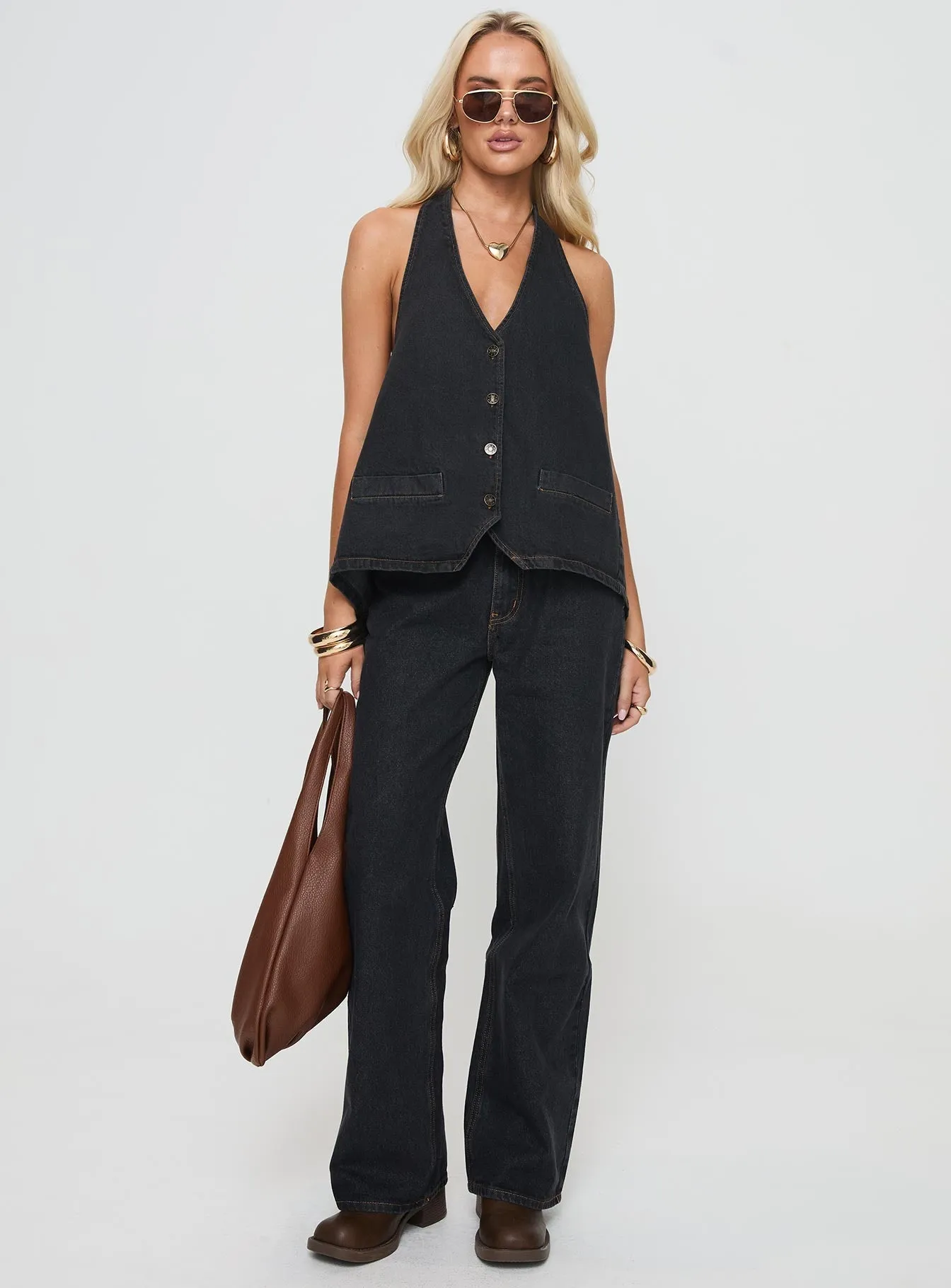 Sporty Look Must Have Wear Top Model Low Rise Straight Leg Jeans Charcoal