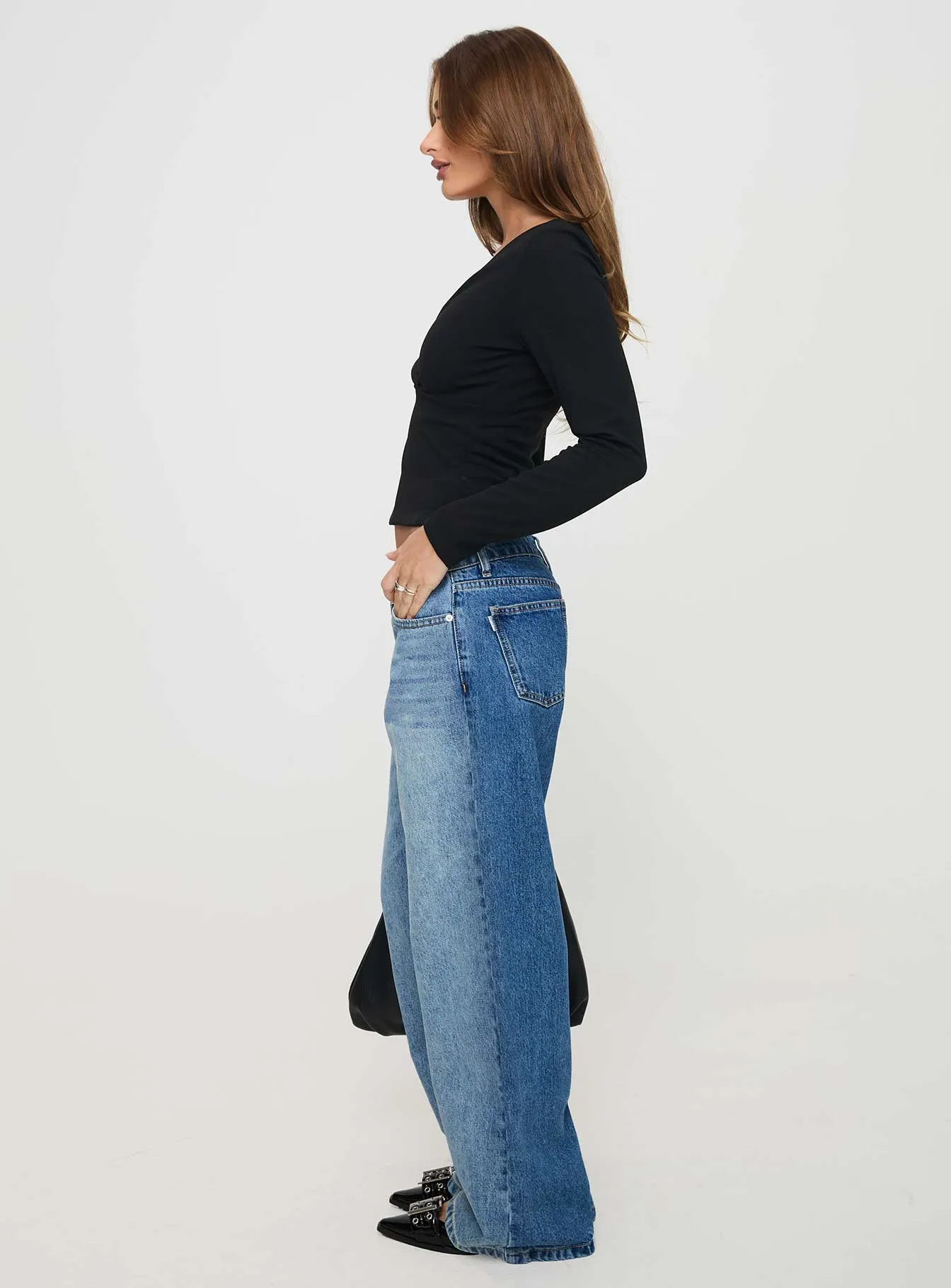 Ferris Two-toned Mid Rise Straight Leg Jeans Blue Wash Denim Modern Traveler Gear Sunny Vibes Weekend Warrior Smooth