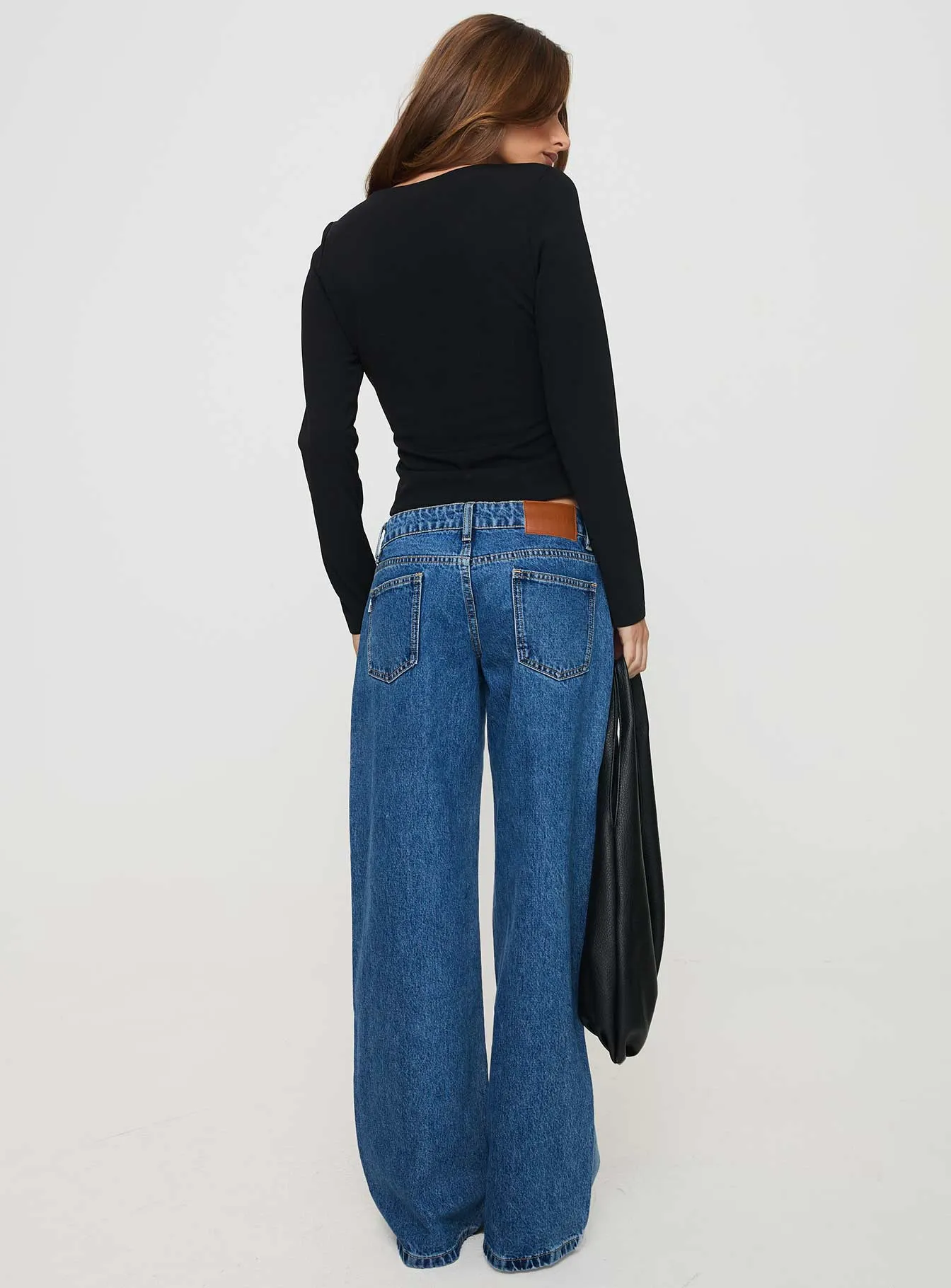 Ferris Two-toned Mid Rise Straight Leg Jeans Blue Wash Denim Home Comfort Party Look Modern Minimalist Parent Style Family Style