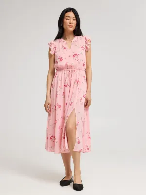 Bold Dresser Sleeveless Floral Print Chiffon Midi Dress