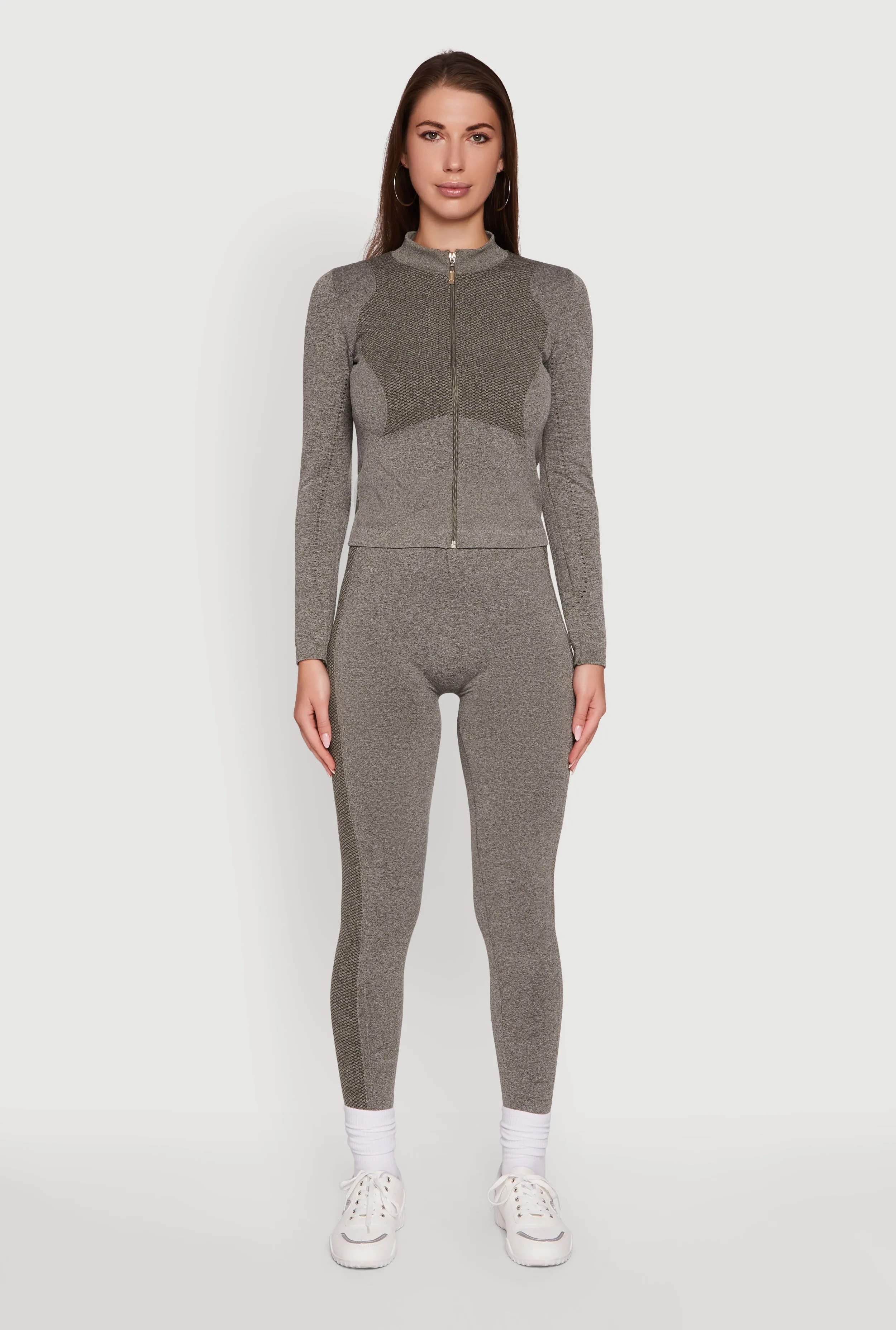 High Waisted Marled Seamless Leggings Petite Size Non See
