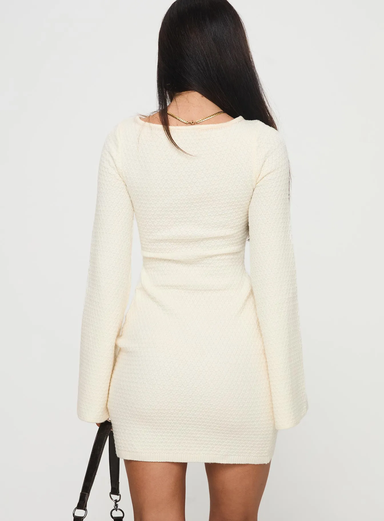 Malcalm Long Sleeve Mini Dress Cream Party Proof Casual chic style
