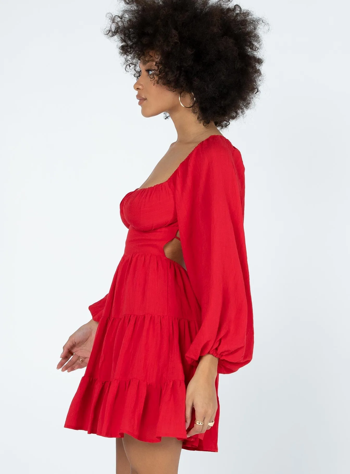 Danny Long Sleeve Mini Dress Red Tagless Design