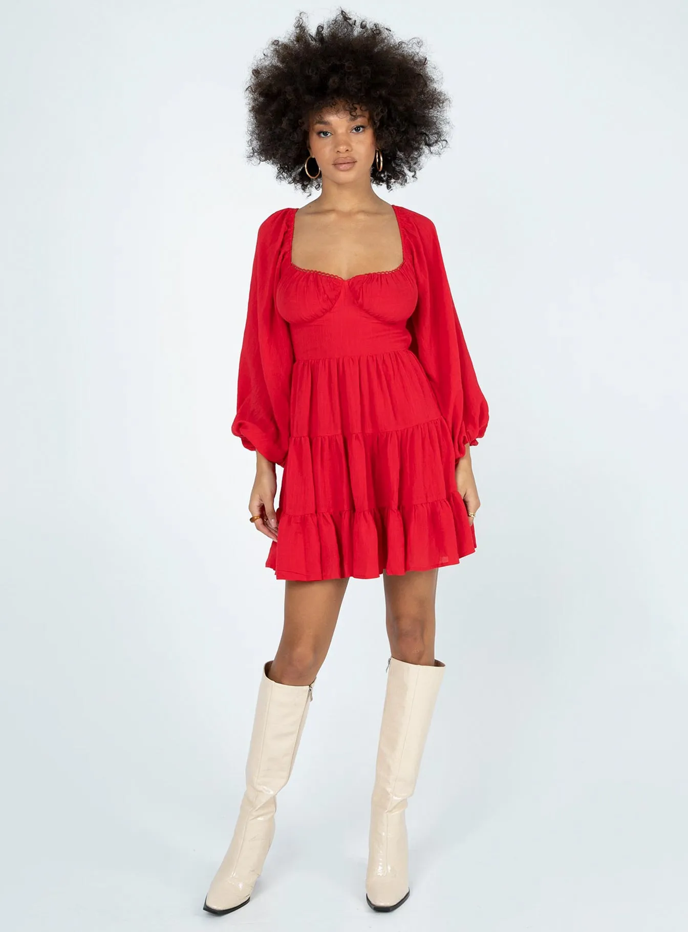 Danny Long Sleeve Mini Dress Red Trend Beat Moisture wicking