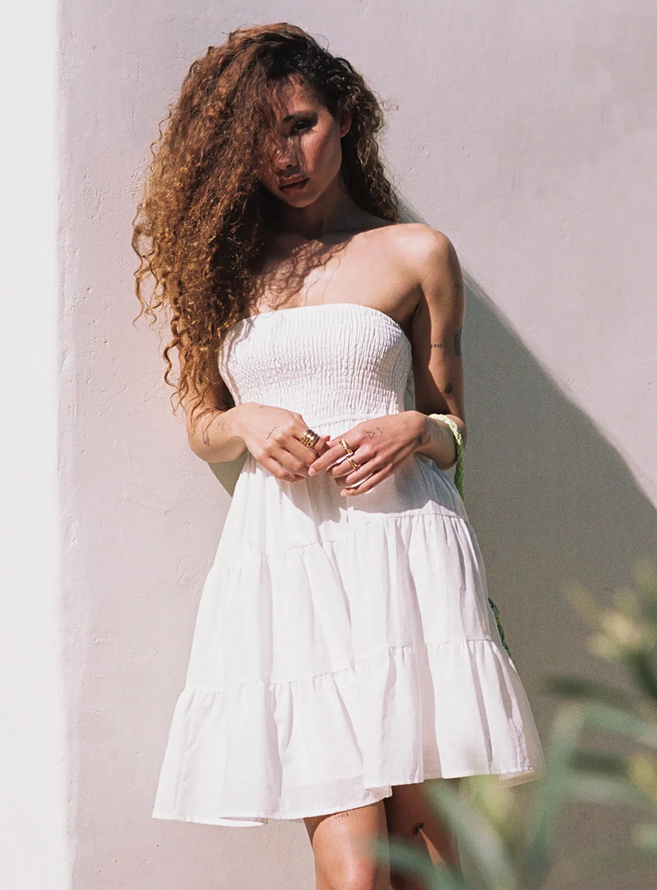 Flash Glow Fahy Strapless Mini Dress White