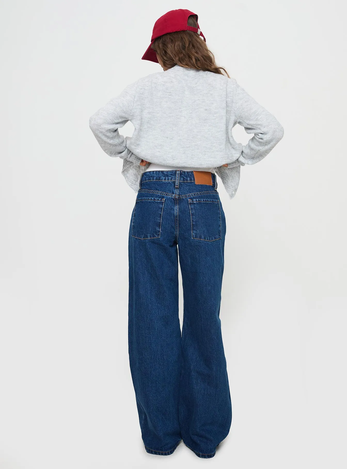 Shima Low Rise Straight Leg Jeans Mid Wash Fray Resistant Hem Classic Item