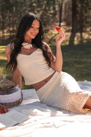 My Latest Crush Lace Crop Tank (Cream) Temperature Regulating Fibers Multi Panel Construction