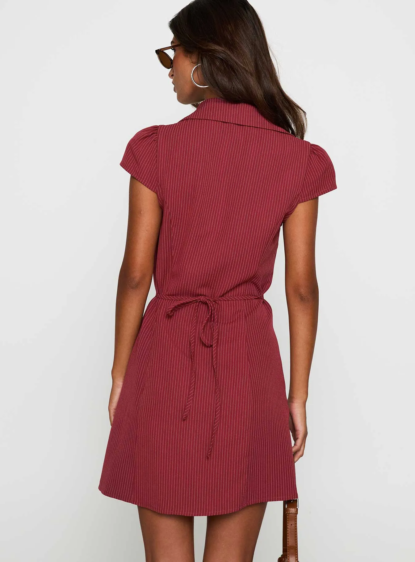 Roll Up Sleeve Adaptation Arianwyn Mini Dress Burgundy