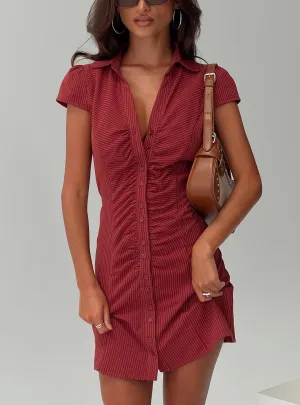 Arianwyn Mini Dress Burgundy Cutout Back Detailing