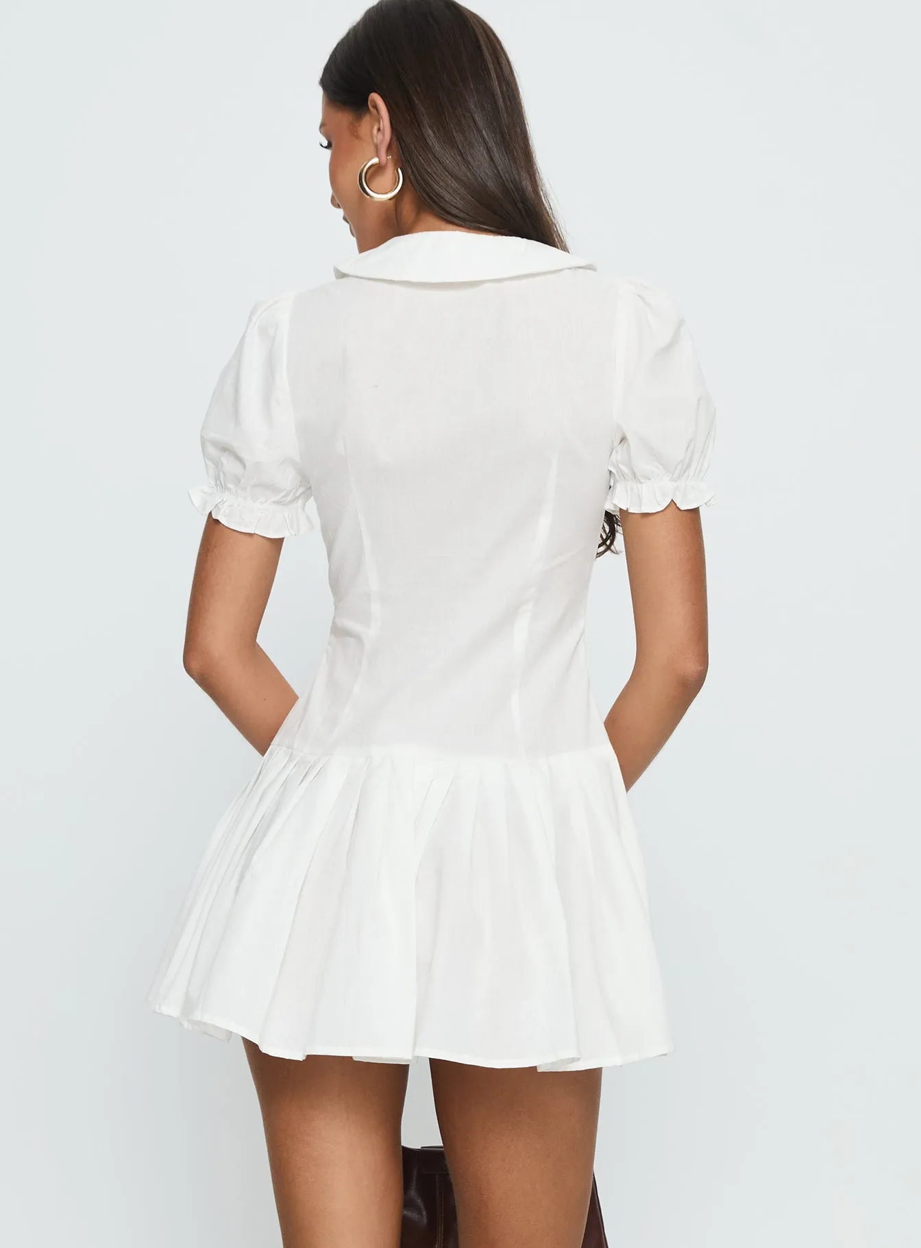 Elegant short formal gown Chic Look Lisette Pleat Mini Dress White