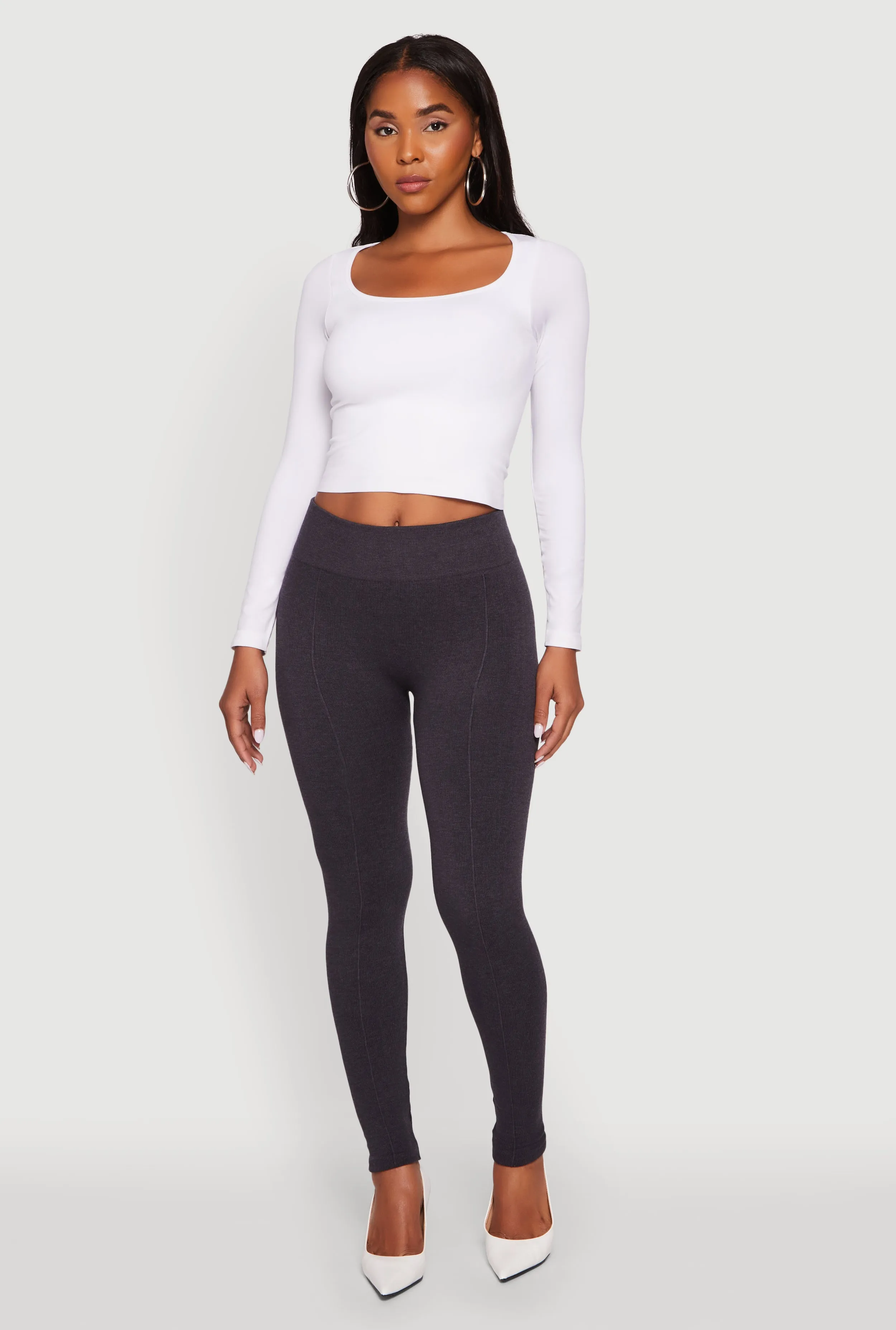 Wrinkle Resistant Outdoor Lover Marled High Waisted Fleece Lined Leggings