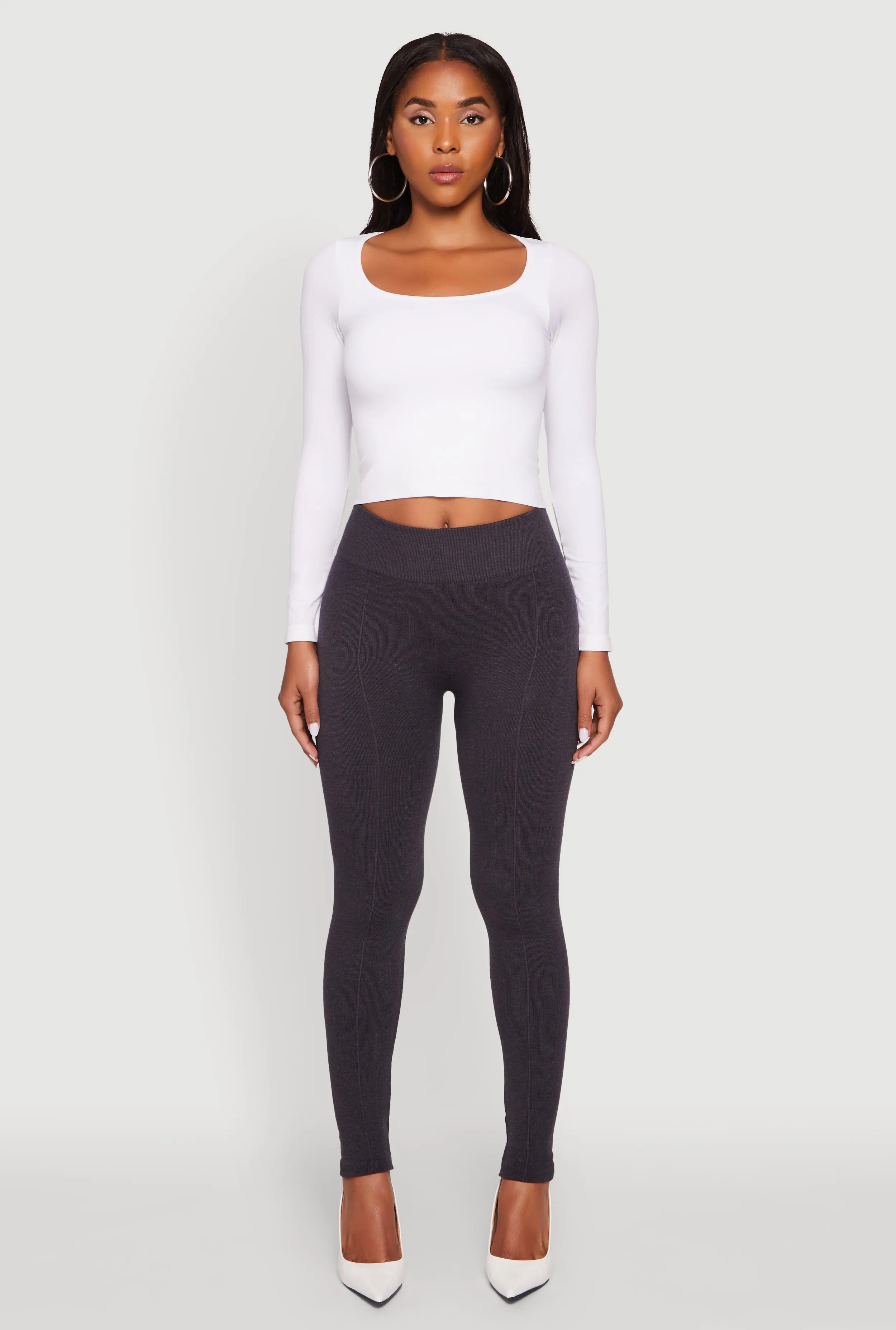 Marled High Waisted Fleece Lined Leggings Feel Good