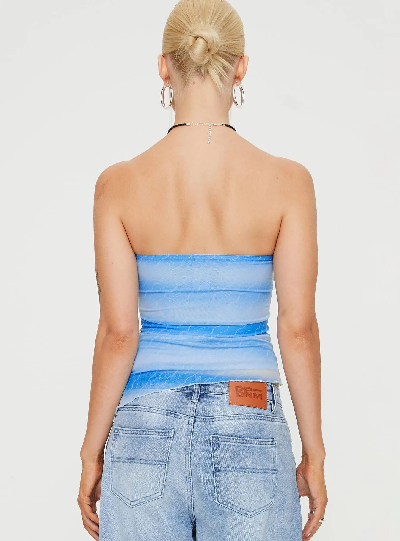 Devia Strapless Top Blue WeightedHem Versatile Layering