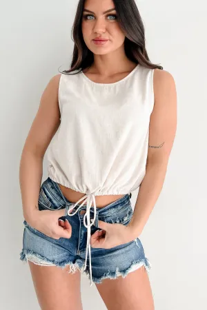 Benefit - maximizing non - magnetic Earth Moments Sleeveless Linen Drawstring Top (Oat)