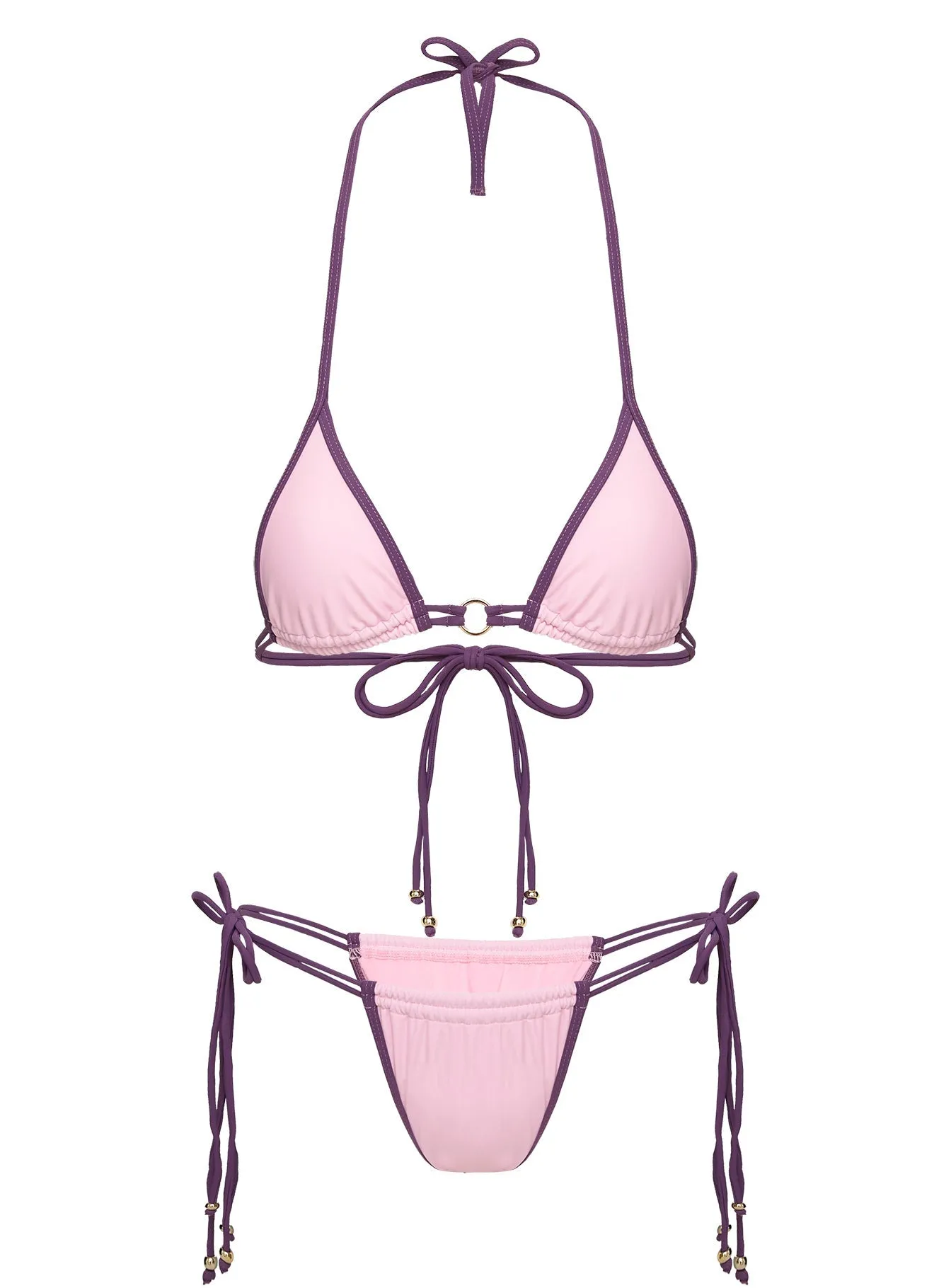 Nayeli Triangle Bikini Top Pink Racerback Support System Crisscross Back Design